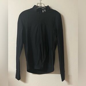 Under Armour Women 1/4 Zip Pullover Black Top Fitted Run Athletic Small